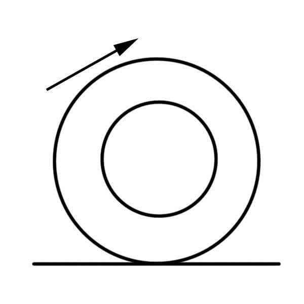 Circle in a circle with an arrow on top pointing up and to the left