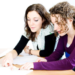 two girls doing homework