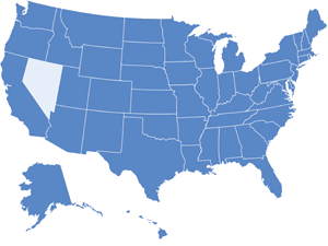 Map of USA with Nevada highlighted in light blue