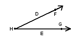 angle H made of lines D and E