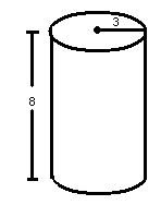 Cylinder with a height of 8 and a radius of 3
