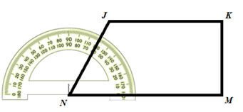 Protractor measuring the angle of a parallelogram
