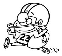 Cartoon of a little boy playing football