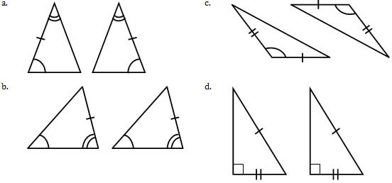 Four groups of different sized triangles