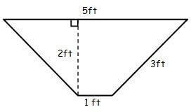 Trapezoid. Long side is 5ft, other sides are 3ft and 1ft, height of 2 ft