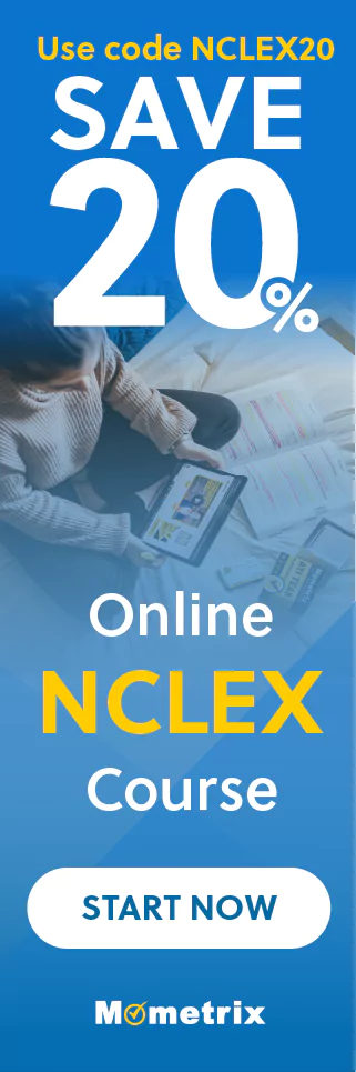 Save 20% on Mometrix NCLEX online course. Use code: SNCLEX20.